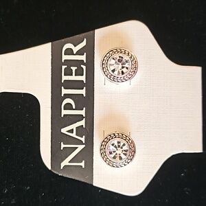 NEW Napier silvertone rhinestone earrings